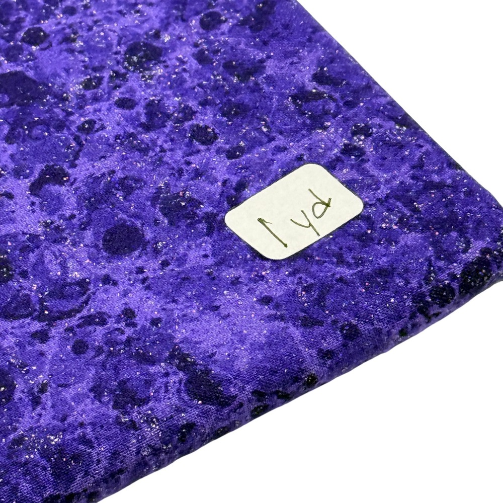 Galaxy Mottled Glitter Fabric Purple 1 Yard Cotton Blend Crafting